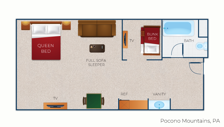 The floor plan for the Wolf Den Suite(Resort View) 